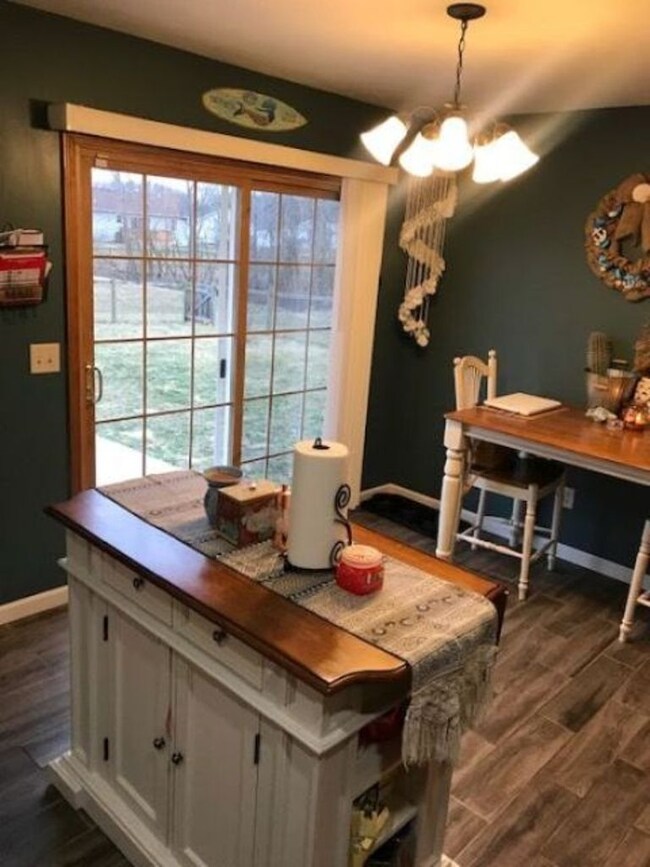 kitchen view to back yard thru patio door