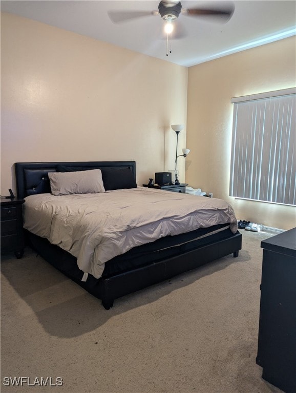 Bedroom with carpet flooring and ceiling fan