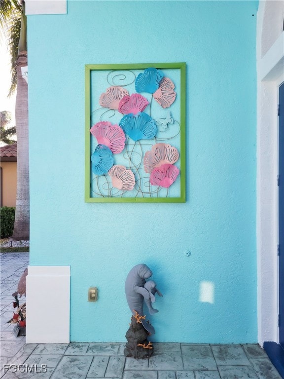 Detailed view of stucco siding