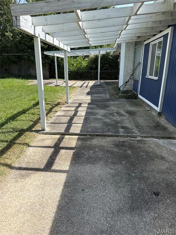 View of patio / terrace featuring a pergola