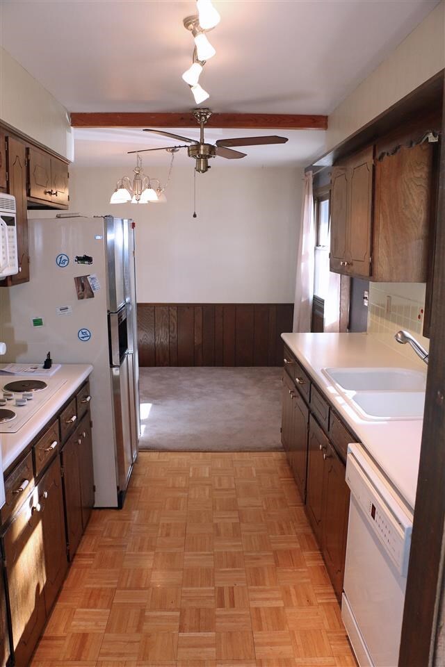 View of kitchen form the front door.
