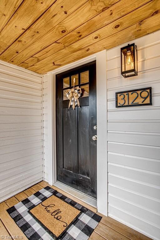 Front door with custom house numbers