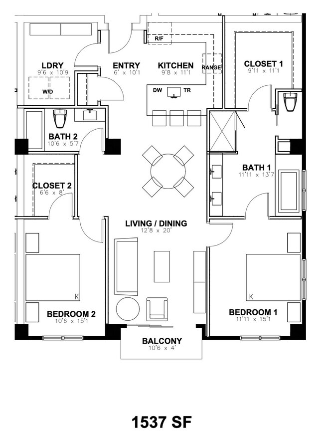 
Unit 7B features two generously sized bedrooms, t