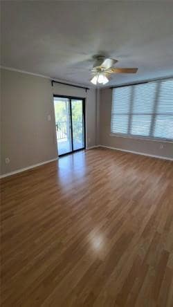 Spare room with wood finished floors, a ceiling f