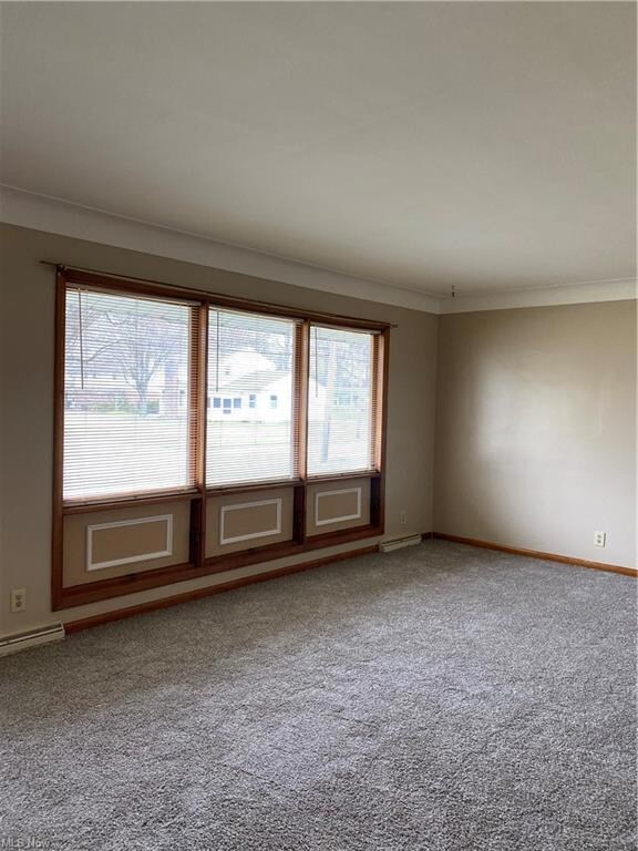 Living room 20 x 12 with new carpeting and paint.