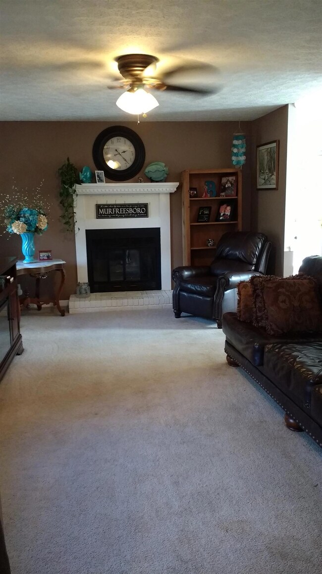 Living room with fireplace.