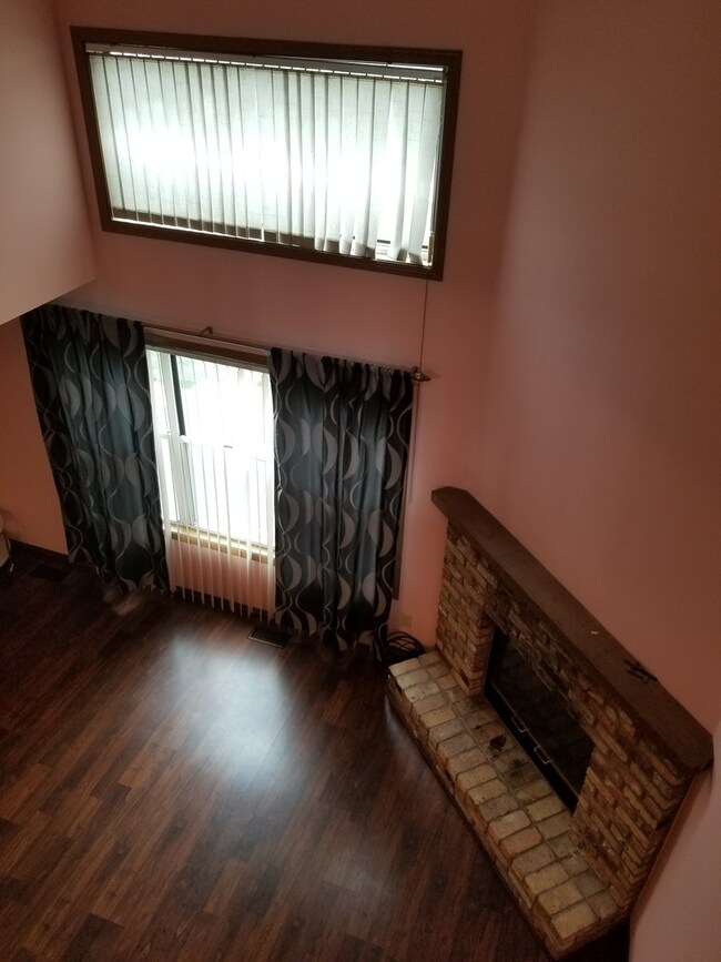 View from upstairs down to main living room area.