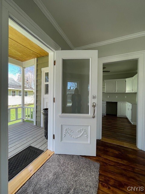 Restored vintage details on the front door
