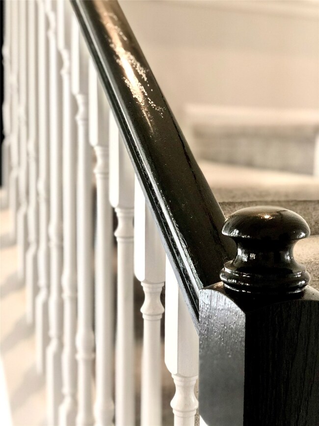 Freshly varnished railing