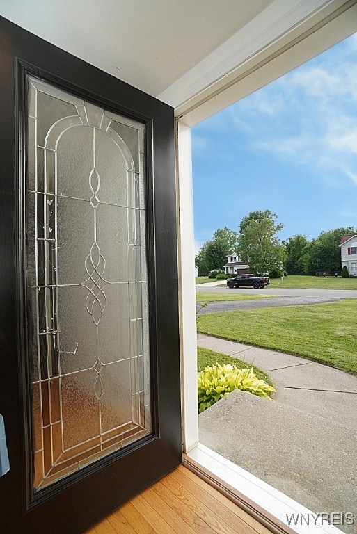Beautiful leaded glass front entrance door.
