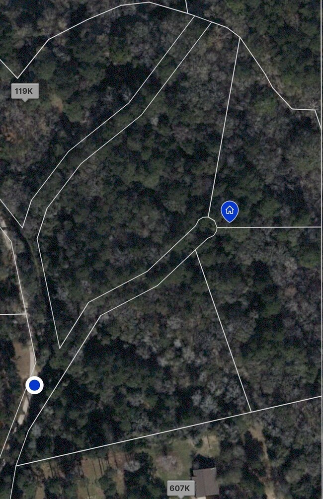 Satellite view of the lot at the end of a cul-de-s