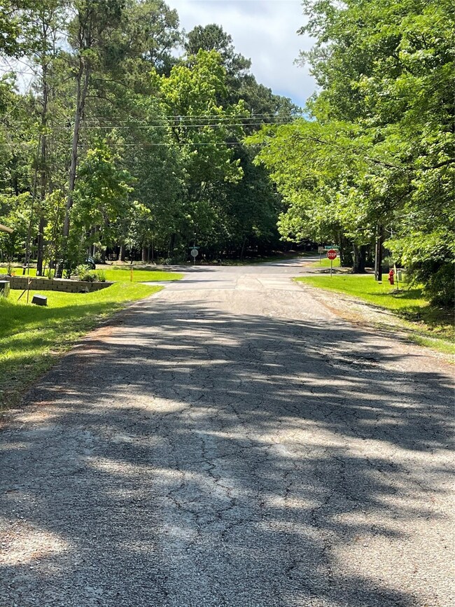 View up the street, standing in front of the lot.