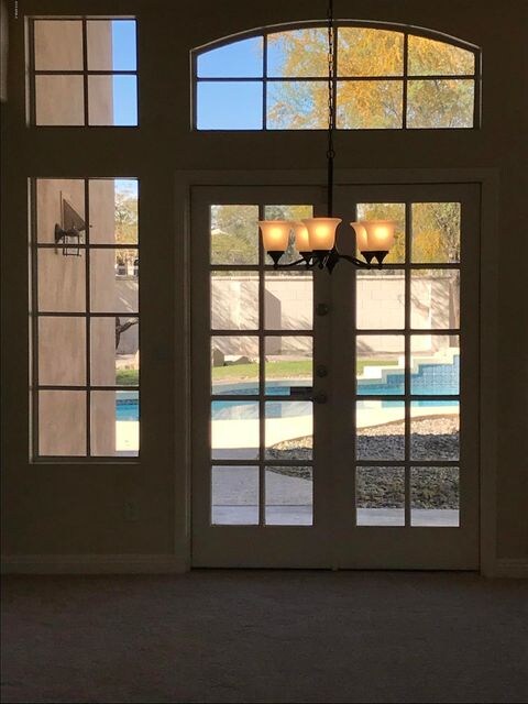 French doors in dining room