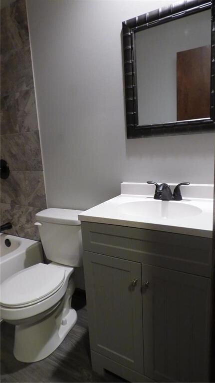 New vanity, counter, faucet, and toilet