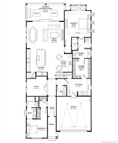Large open floor plan opening to a large covered p