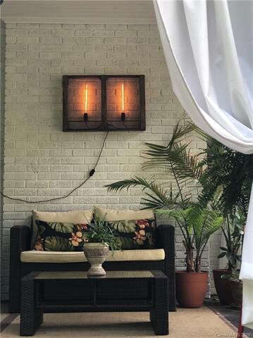 Covered porch seating area