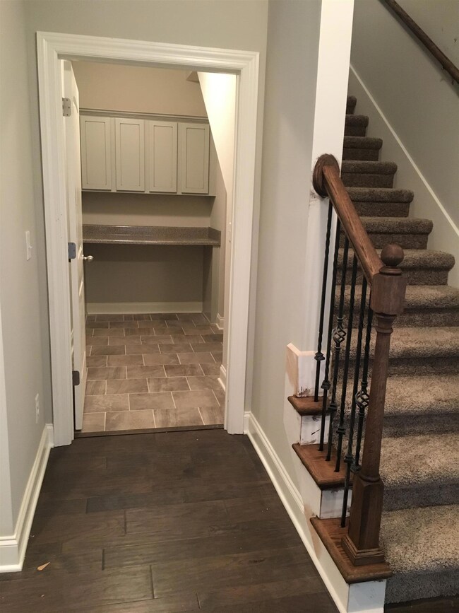Iron spindles leading to second floor 