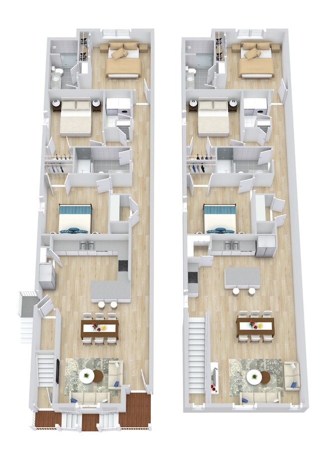 Photos are renderings. 2 units, 1 upstairs and 1 d
