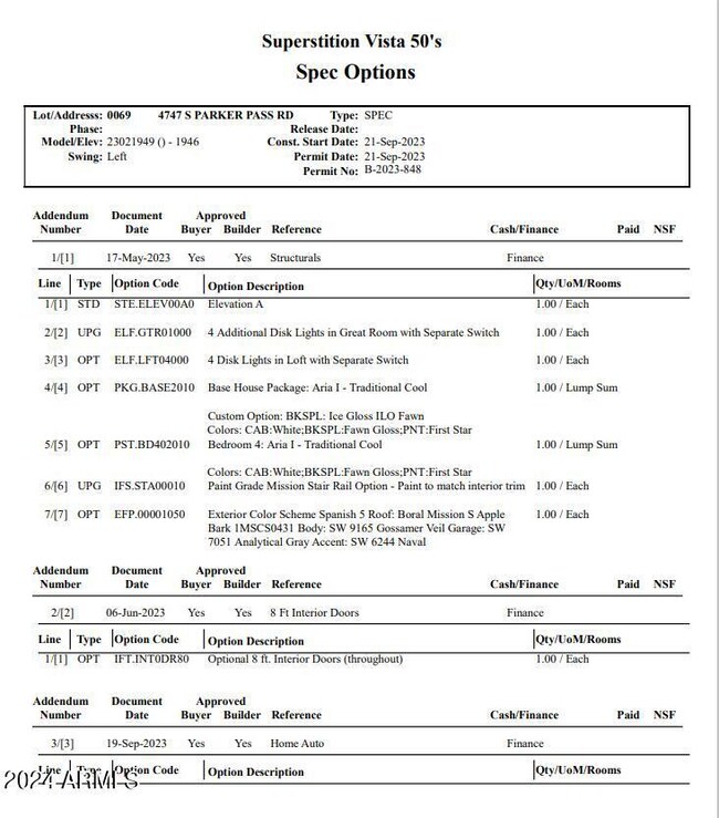 lot 69 - spec options mls