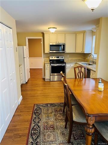 View from family room through to dining room