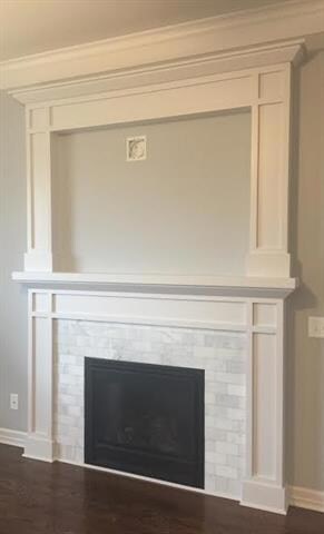 Cozy fireplace with marble inlays