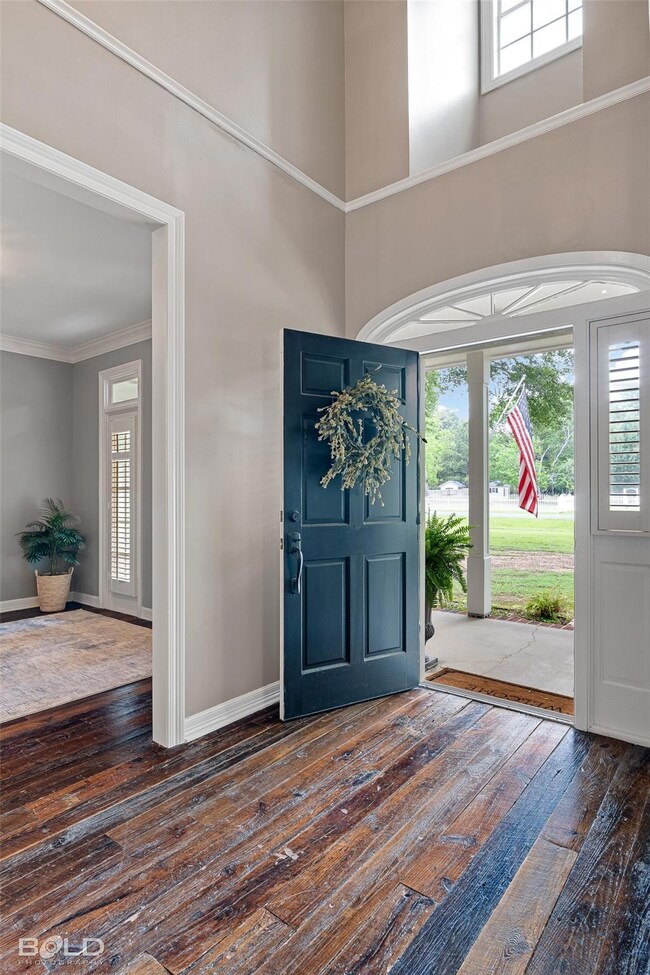 Entryway with dark hardwood / wood-style floors, a