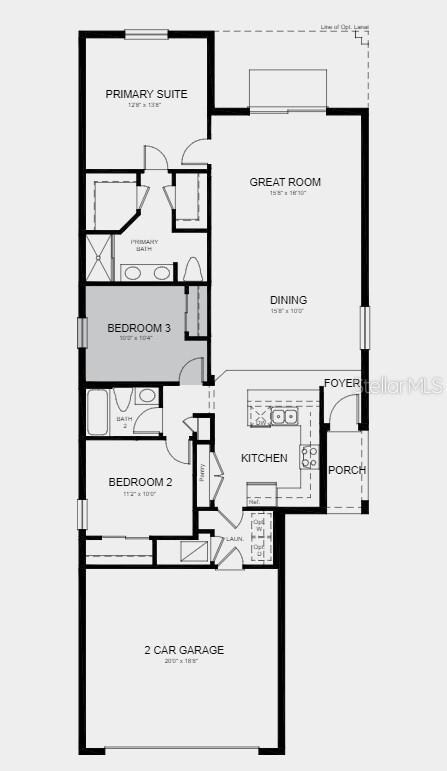 Structural options include: third bedroom in place of flex.