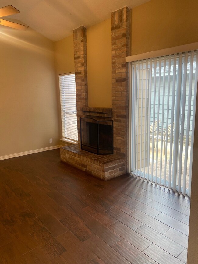 Sliding doors lead to the backyard.