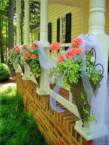 Front porch railing on wedding day!