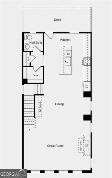Main Level Floor Plan - Additional highlights include: LVP stair treads and open railing staircase
