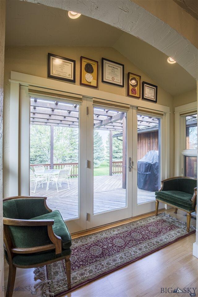 Glass doors in dining room