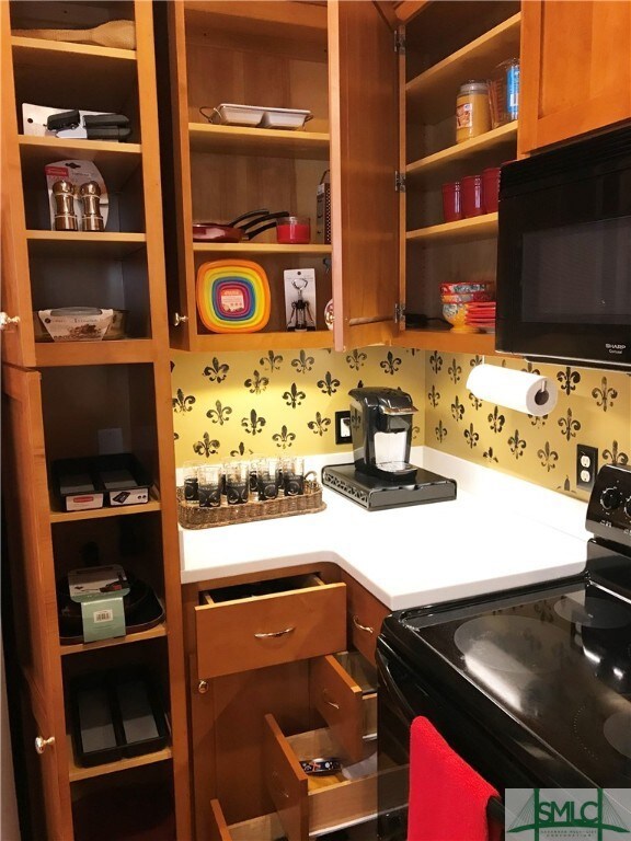 View of the Shaker style kitchen cabinets.
