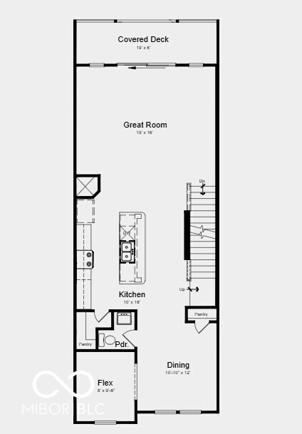Second Floor Plan - Additional highlights include: covered deck with a sliding glass door, an expansive dual sink vanity in the primary bathroom, and water softener rough-in located on the first floor under the stairs