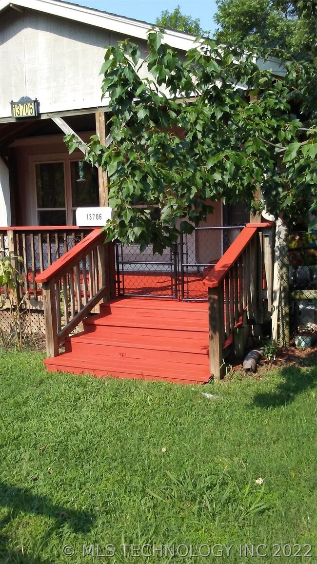 Stairway up to East front deck
