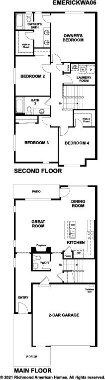 Floor plans and renderings are conceptual drawings and may vary from actual plans and homes as built. Options and features may not be available on all homes and are subject to change without notice.