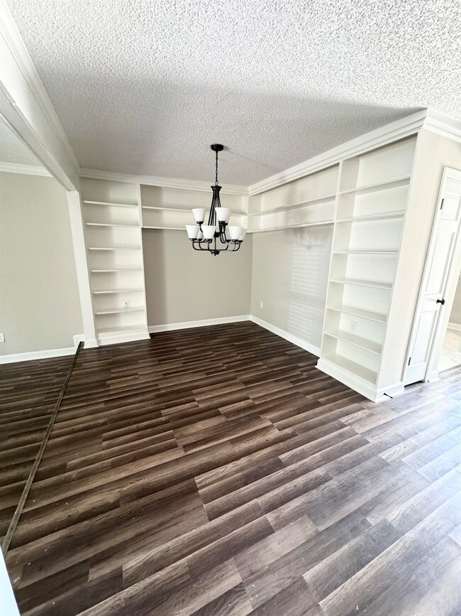 Interior space with built in features, a textured 
