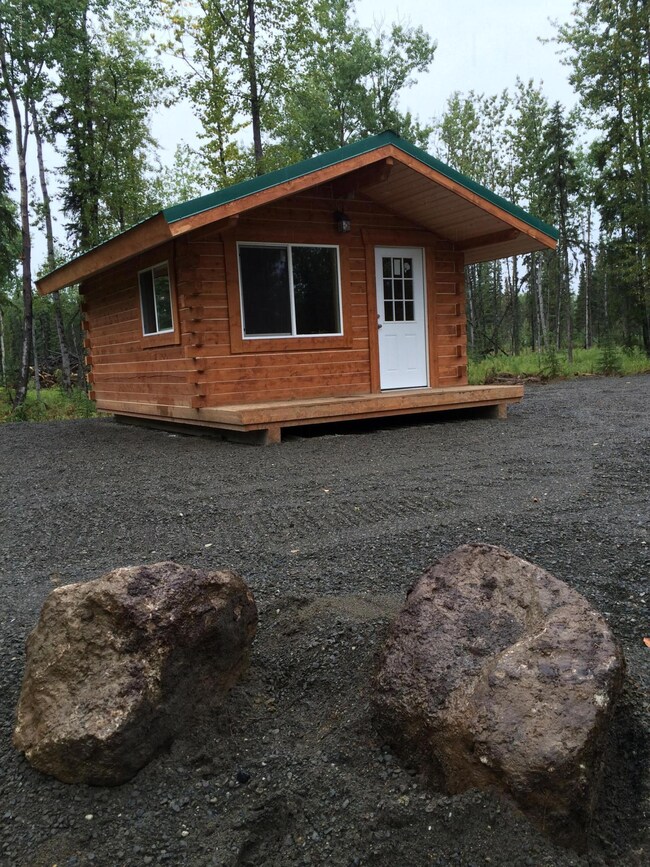 Cabin with rocks