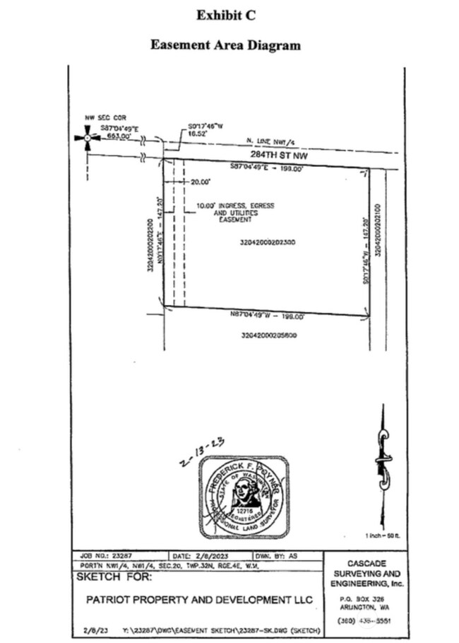 New easement for access to back lot