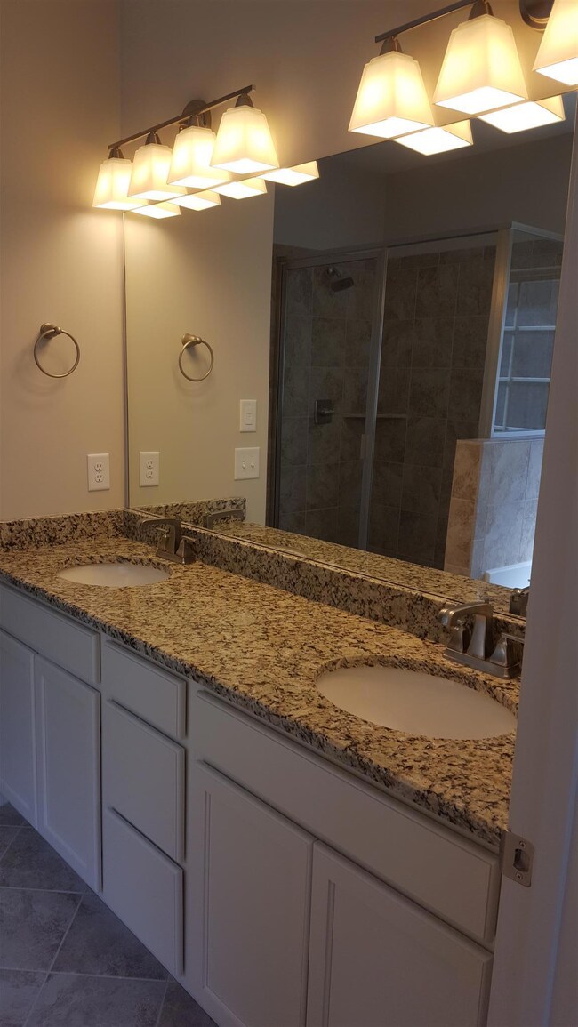 Granite double vanities. 