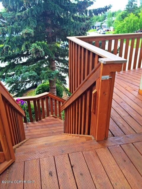 Cedar staircase to front door