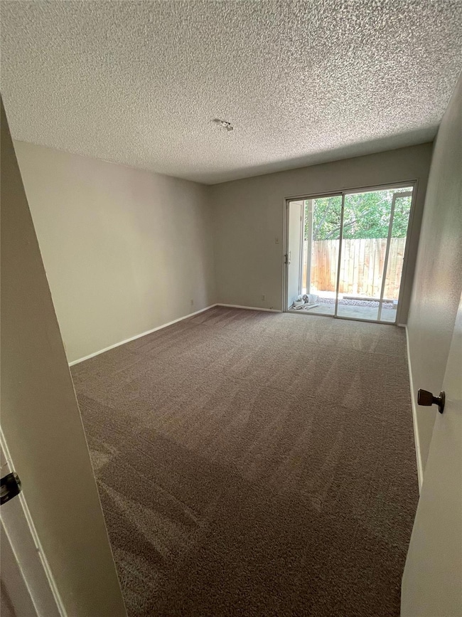 Unfurnished room with carpet floors and a texture