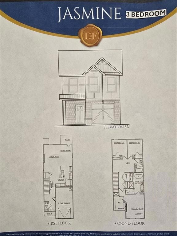 JASMINE FLOOR PLAN 3 BED - 2.5 BATHS