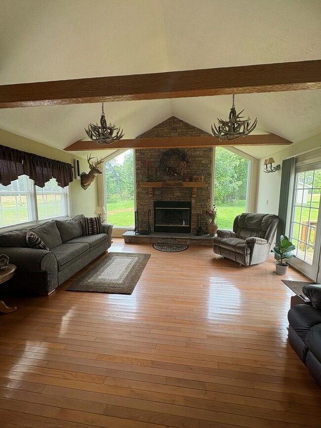 Beautiful woodburning fireplace.