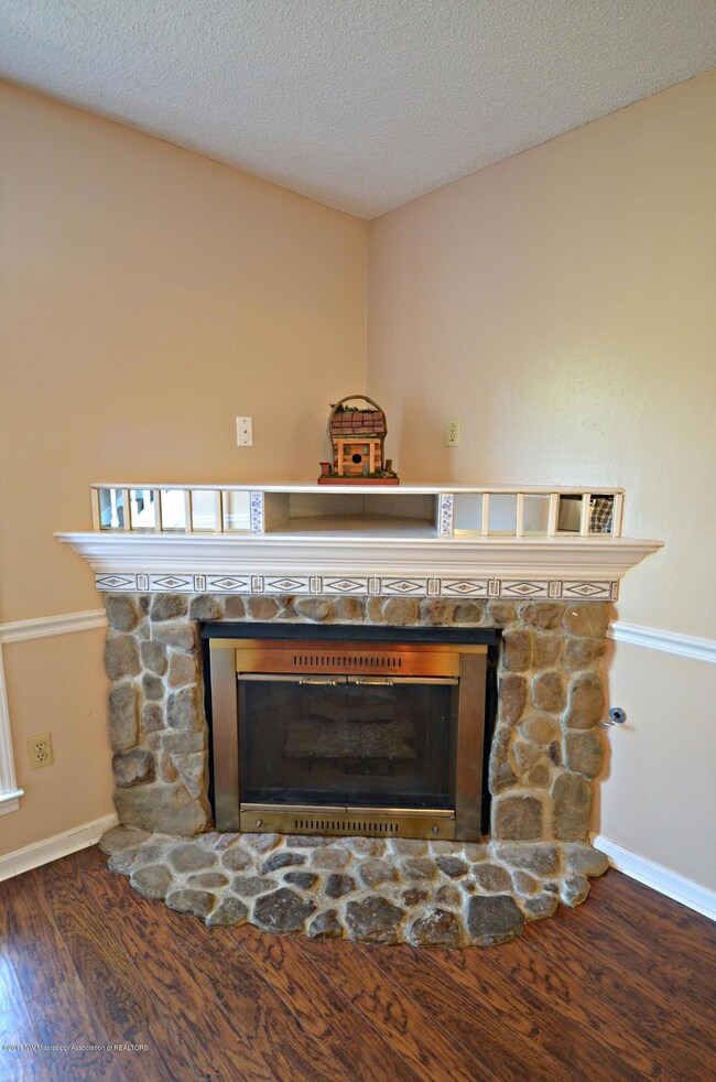 Fireplace with stone surround