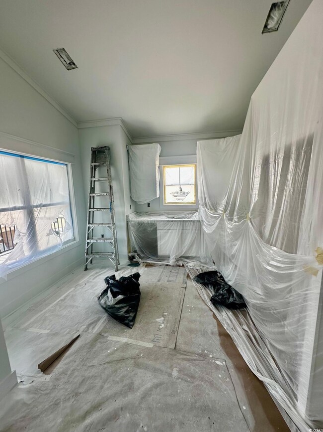 Bathroom with crown molding