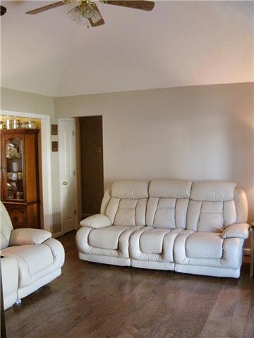 Pyramid vaulted ceiling in the living room!