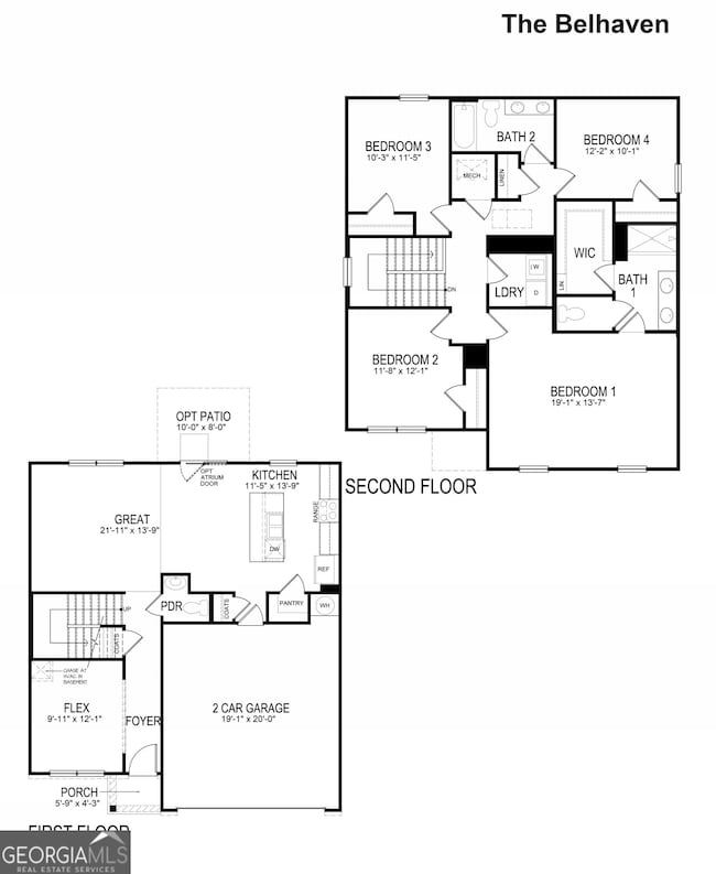 The Belhaven Floorplan at Oaks at Cedar Grove in Fairburn, Georgia
