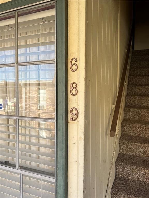 Unit 689 is up the stairs on the left