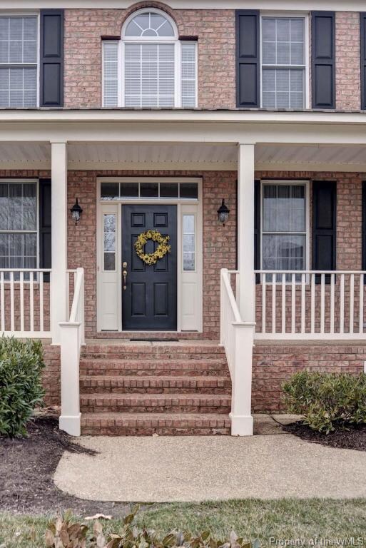 front door with porch