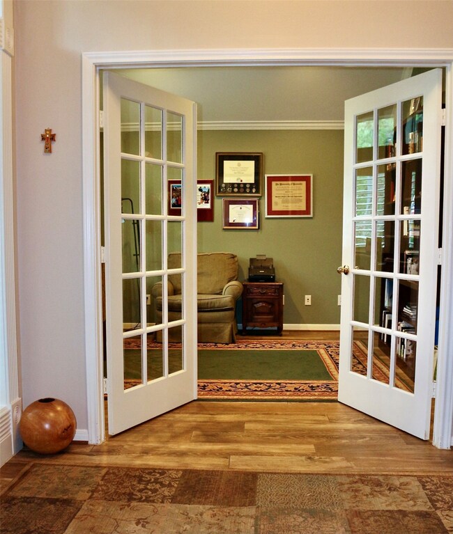 Study has lovely French doors
